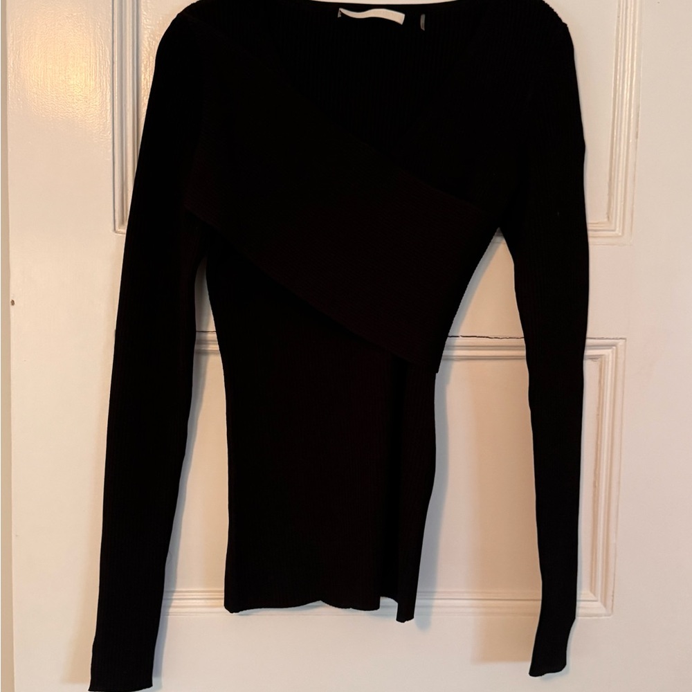 Jason Wu Collection Woman’s Elegant Black Asymmetrical Long Sleeve Top